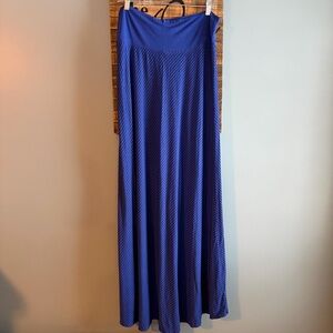 GAP Blue and Black Striped Foldover Maxi Skirt Floor Length Stretch